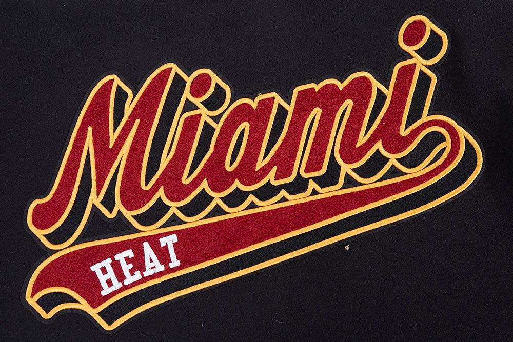 Pro Standard Men's Miami Heat Black Script Tail Rib Wool Varsity Jacket product image
