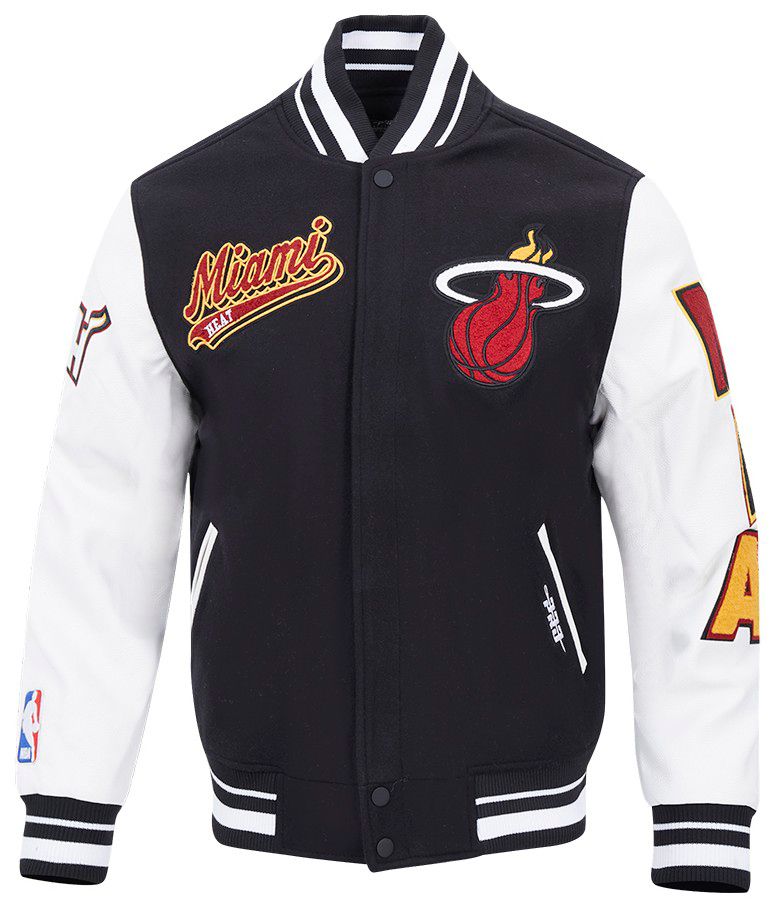 Pro Standard Men's Miami Heat Black Script Tail Rib Wool Varsity Jacket product image