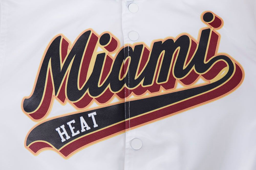 Pro Standard Men's Miami Heat White Script Tail Satin Jacket product image