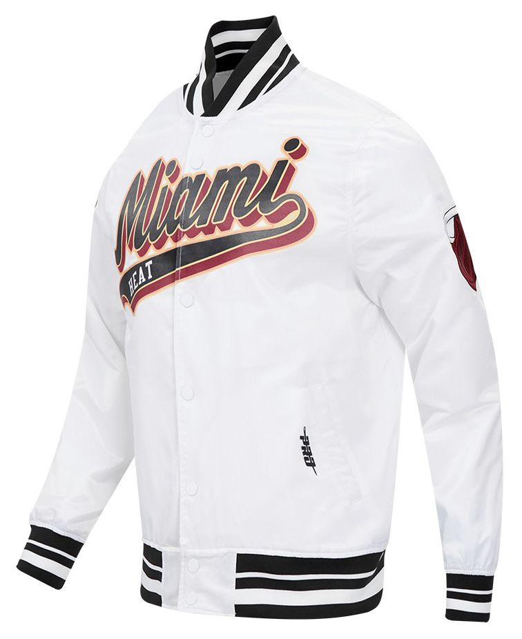 Pro Standard Men's Miami Heat White Script Tail Satin Jacket product image