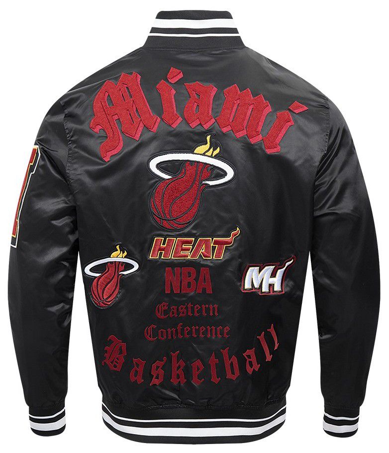 Pro Standard Men's Miami Heat Black Old English Rib Satin Jacket product image
