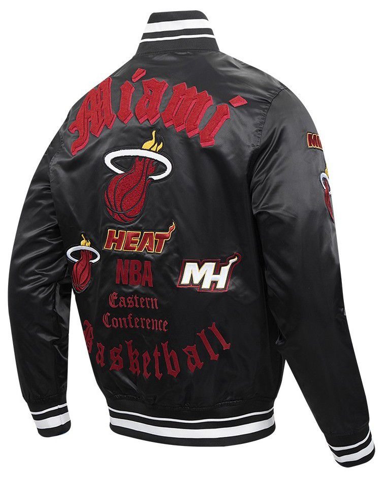 Pro Standard Men's Miami Heat Black Old English Rib Satin Jacket product image