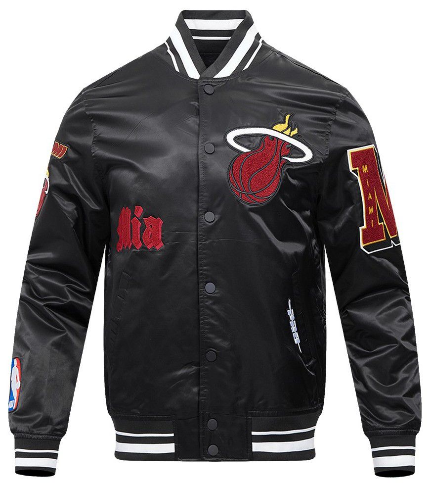 Pro Standard Men's Miami Heat Black Old English Rib Satin Jacket product image