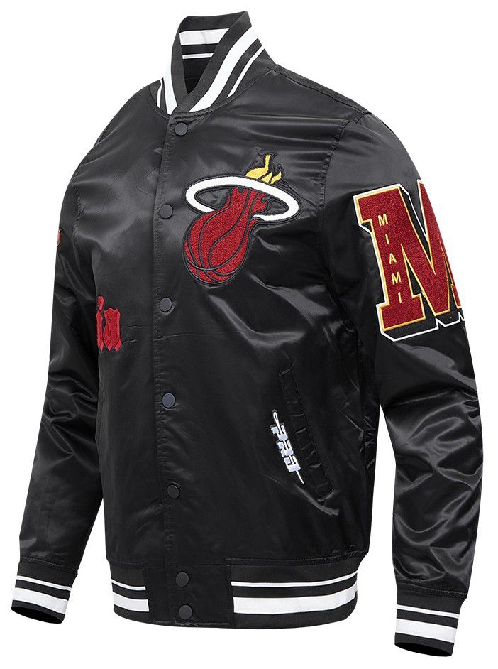 Pro Standard Men's Miami Heat Black Old English Rib Satin Jacket product image