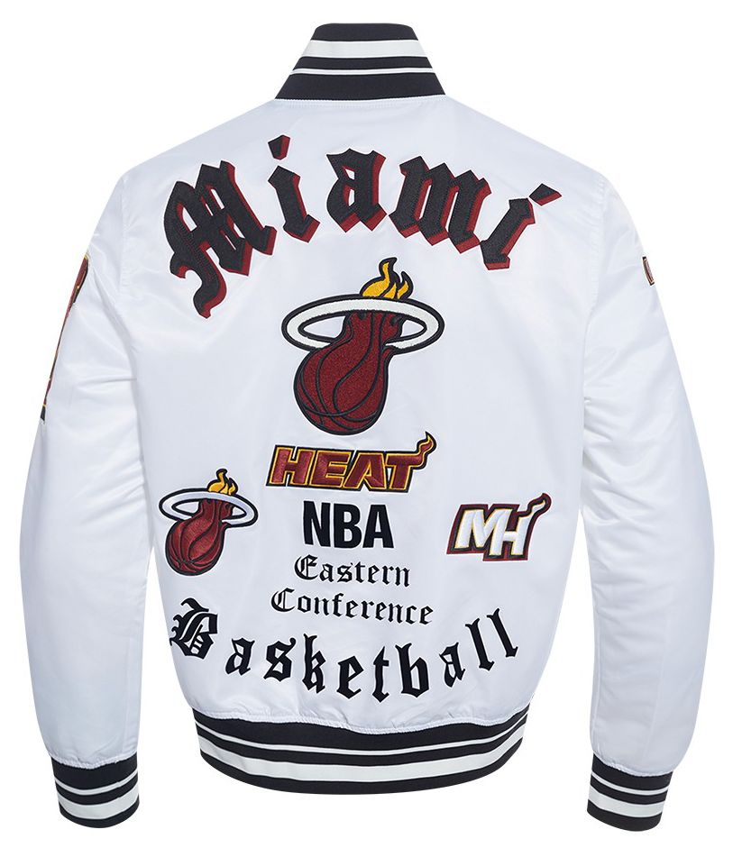Pro Standard Men's Miami Heat White Old English Rib Satin Jacket product image