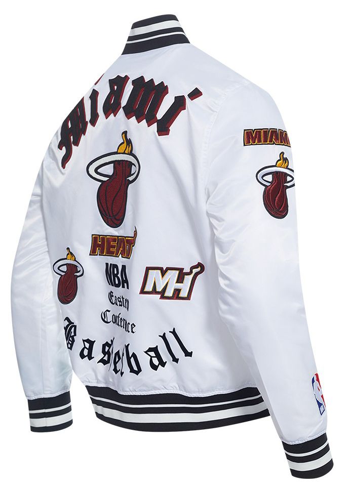 Pro Standard Men's Miami Heat White Old English Rib Satin Jacket product image