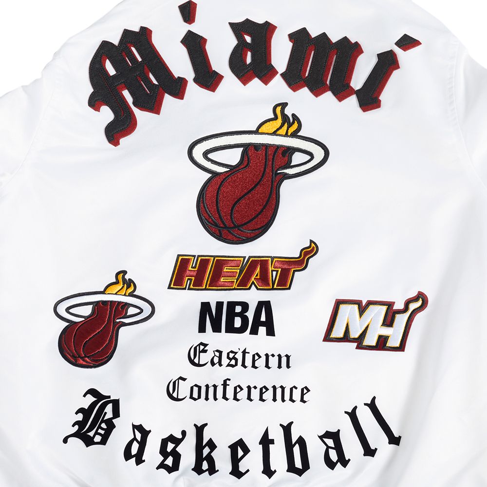 Pro Standard Men's Miami Heat White Old English Rib Satin Jacket product image