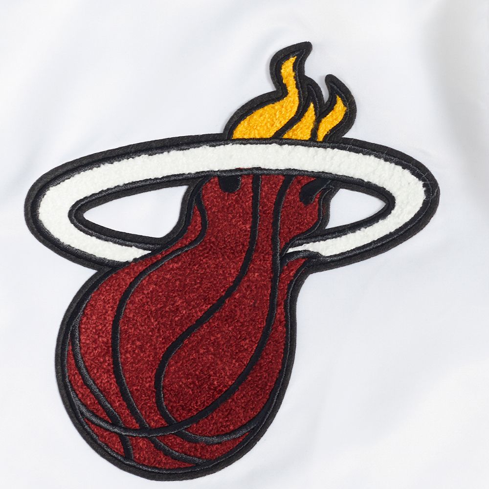 Pro Standard Men's Miami Heat White Old English Rib Satin Jacket product image