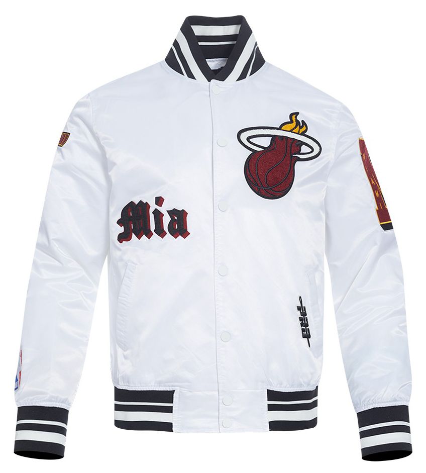 Pro Standard Men's Miami Heat White Old English Rib Satin Jacket product image