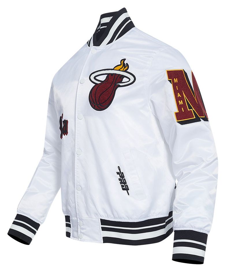 Pro Standard Men's Miami Heat White Old English Rib Satin Jacket product image