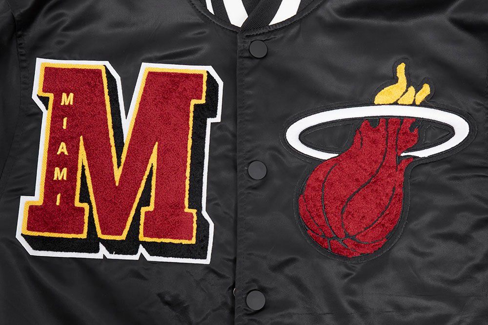 Pro Standard Men's Miami Heat Black Mash Up Rib Satin Jacket product image
