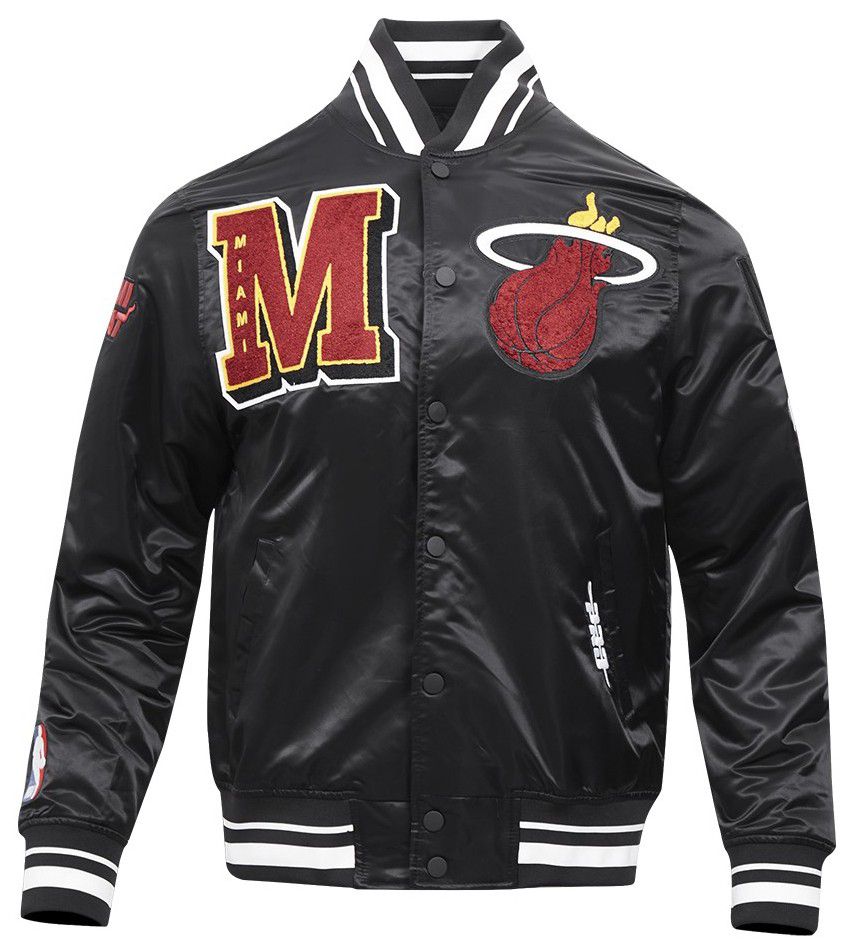 Pro Standard Men's Miami Heat Black Mash Up Rib Satin Jacket product image