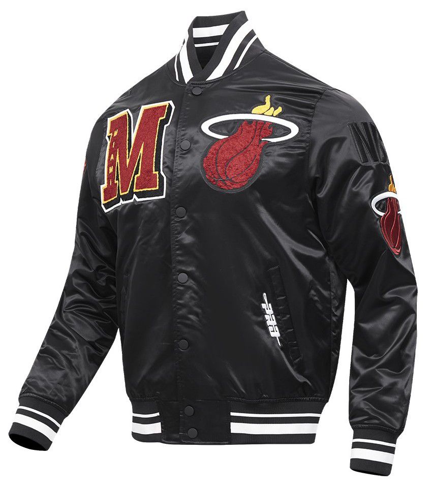 Pro Standard Men's Miami Heat Black Mash Up Rib Satin Jacket product image
