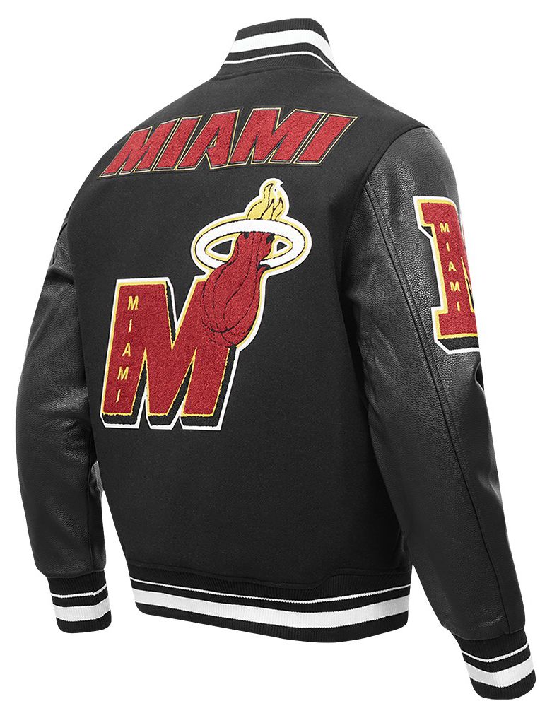 Pro Standard Men's Miami Heat Black Mash Up Rib Wool Varsity Jacket product image