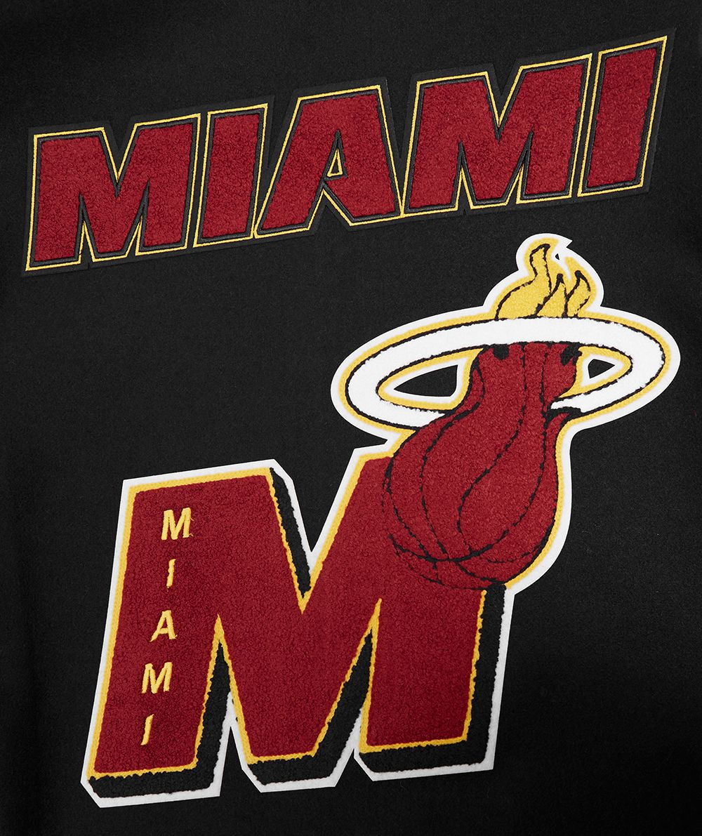Pro Standard Men's Miami Heat Black Mash Up Rib Wool Varsity Jacket product image