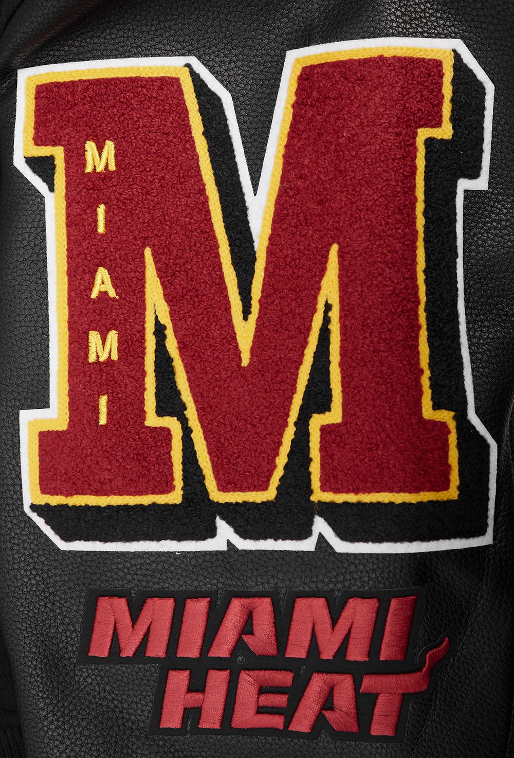 Pro Standard Men's Miami Heat Black Mash Up Rib Wool Varsity Jacket product image