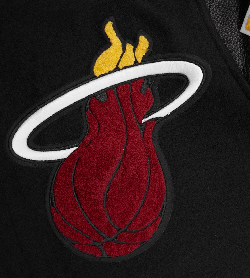 Pro Standard Men's Miami Heat Black Mash Up Rib Wool Varsity Jacket product image