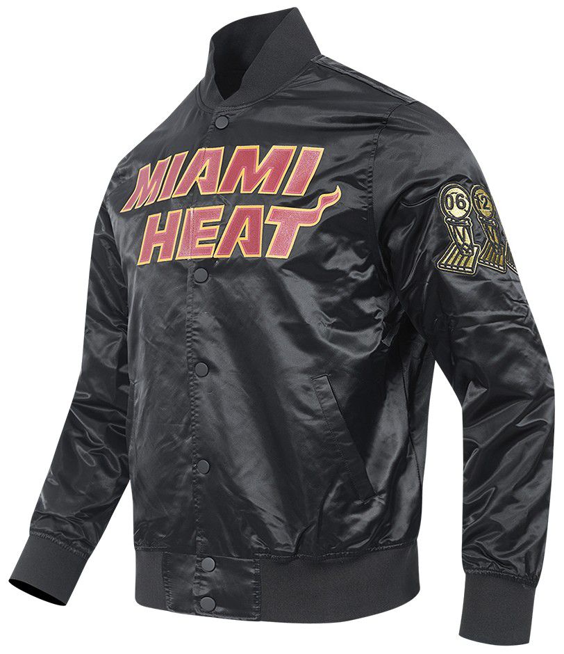 Pro Standard Men's Miami Heat Black Big Logo Satin Jacket product image