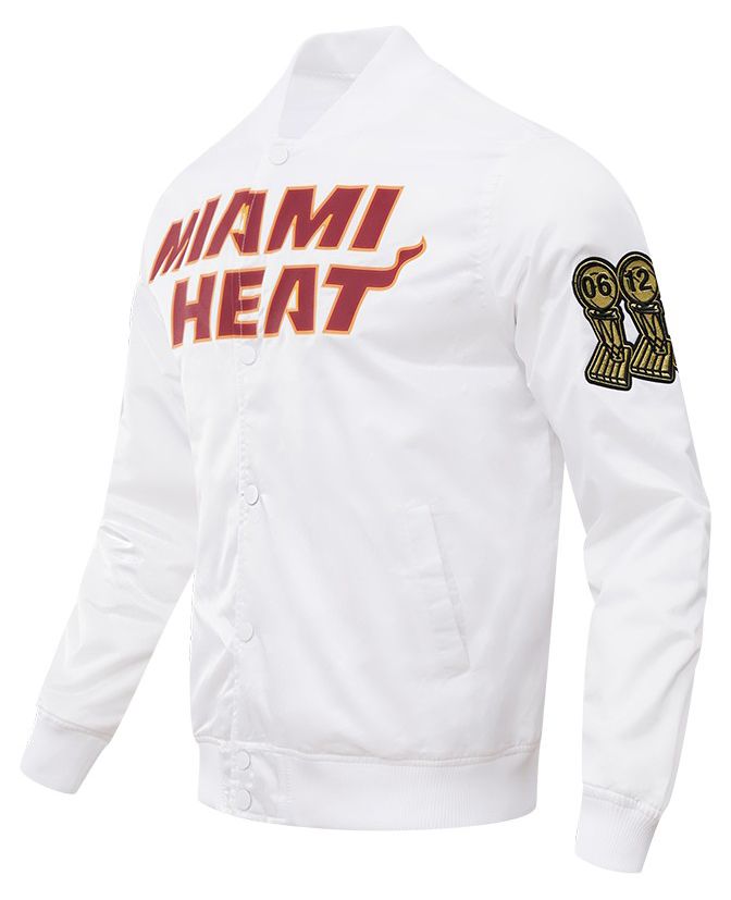 Pro Standard Men's Miami Heat White Big Logo Satin Jacket product image