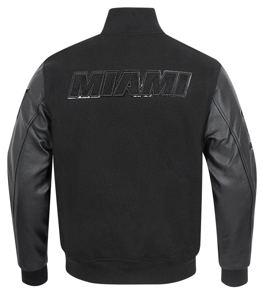Pro Standard Men's Miami Heat Triple Black Wool Varsity Jacket product image