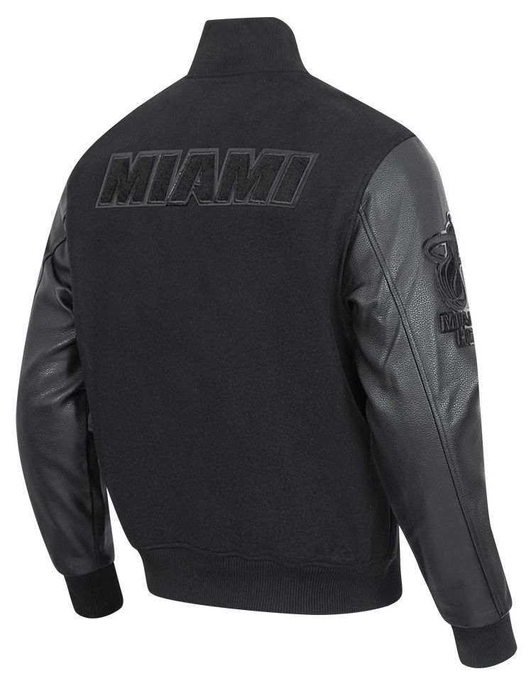 Pro Standard Men's Miami Heat Triple Black Wool Varsity Jacket product image