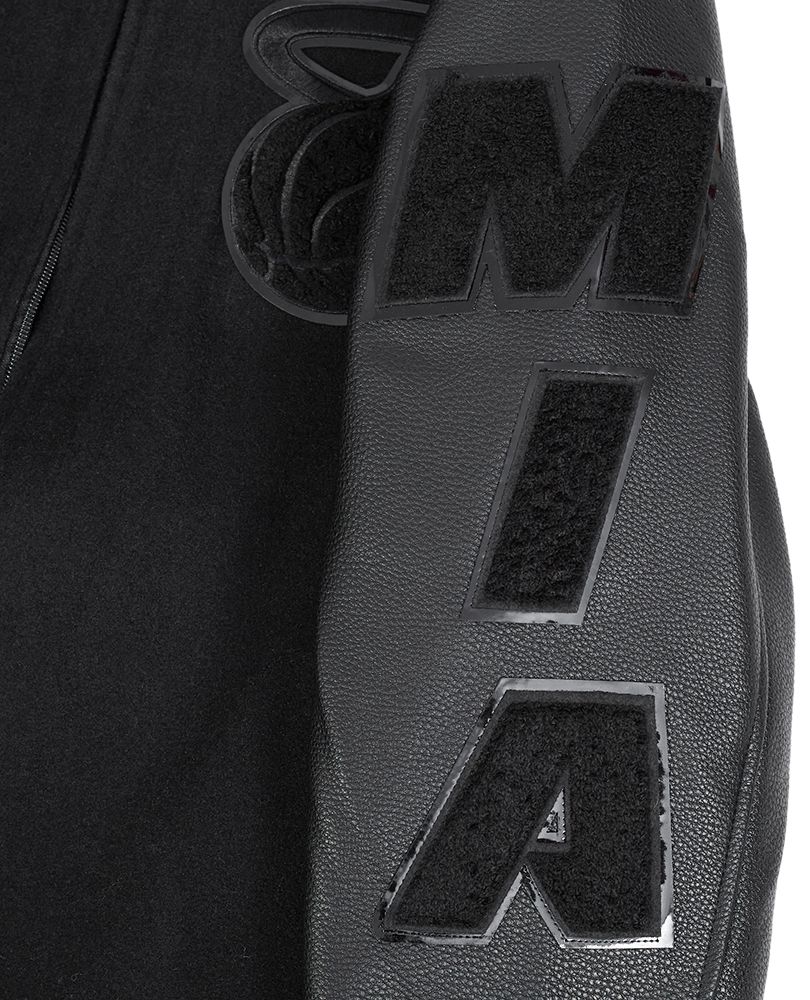 Pro Standard Men's Miami Heat Triple Black Wool Varsity Jacket product image