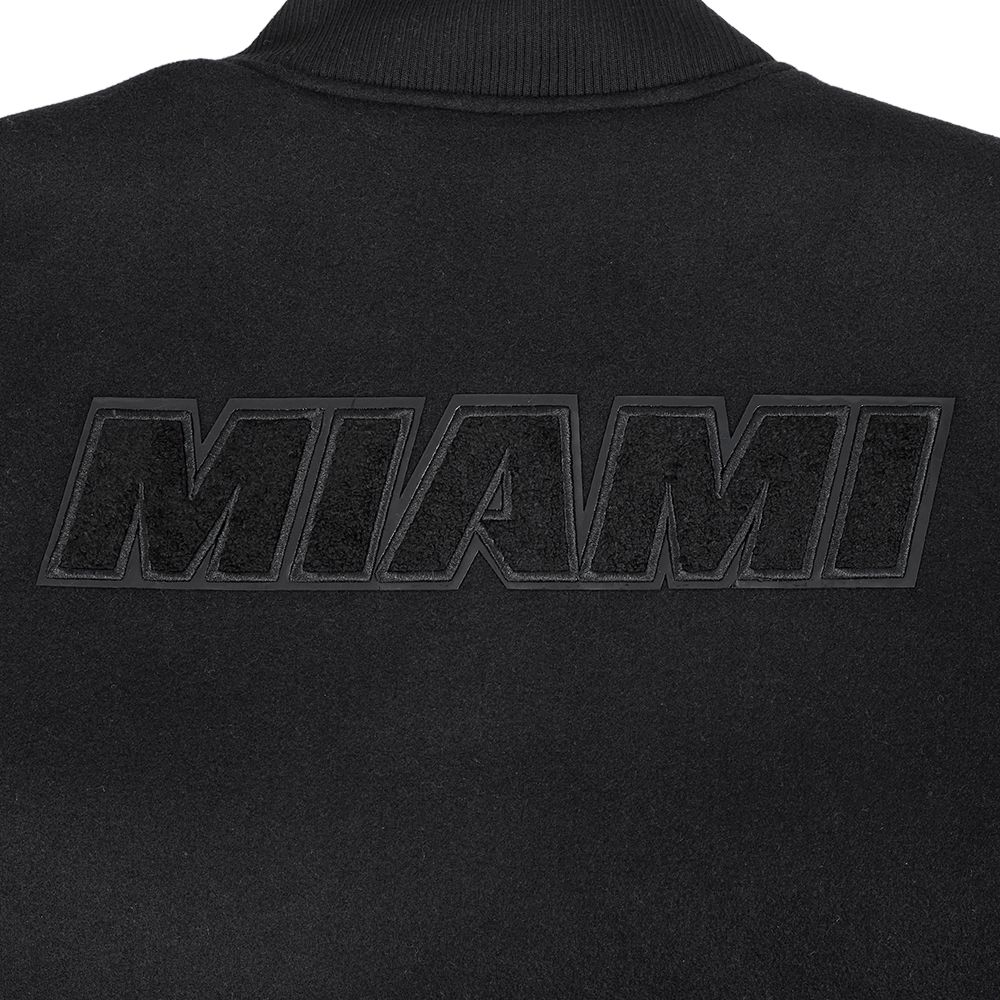 Pro Standard Men's Miami Heat Triple Black Wool Varsity Jacket product image