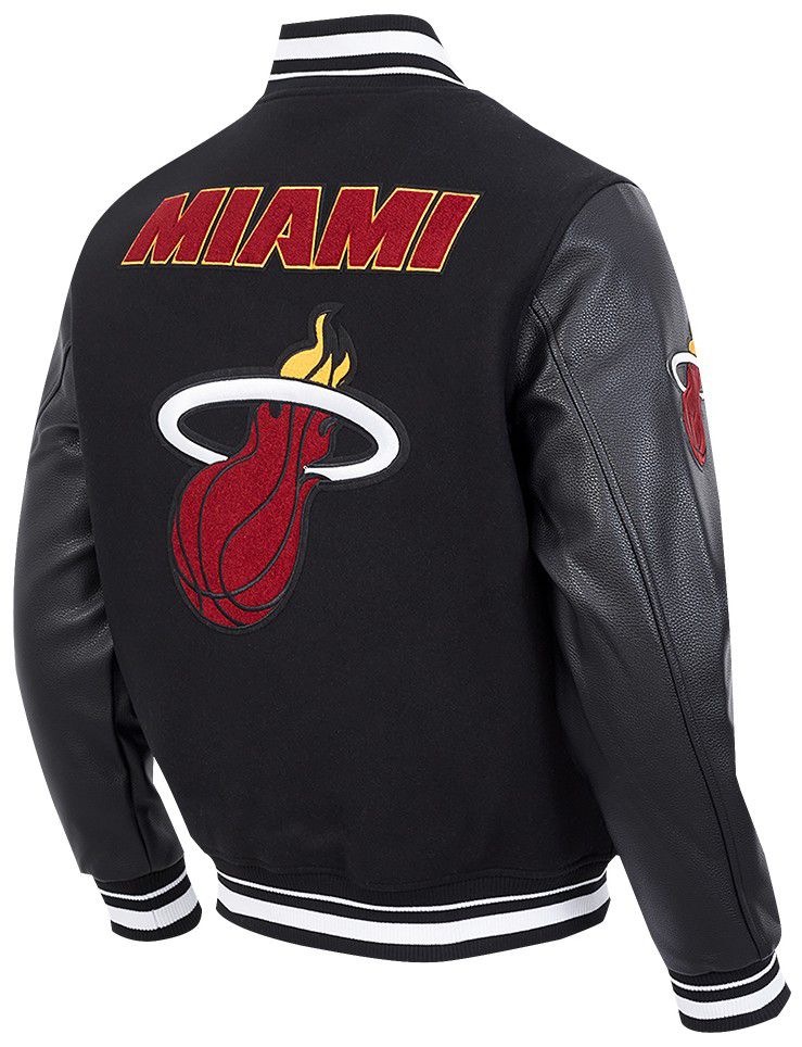 Pro Standard Men's Miami Heat Black Retro Classic Rib Wool Varsity Jacket product image