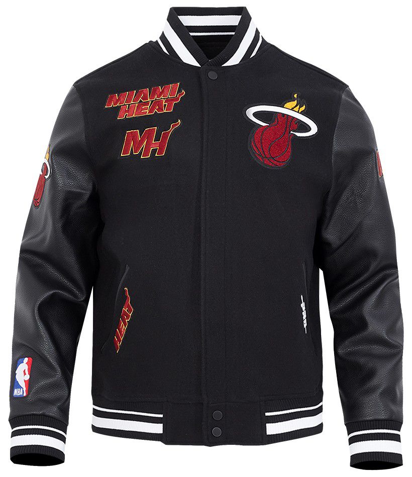 Pro Standard Men's Miami Heat Black Retro Classic Rib Wool Varsity Jacket product image