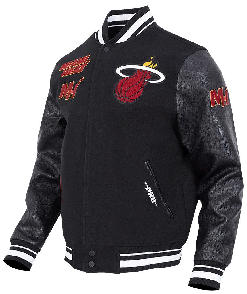 Pro Standard Men's Miami Heat Black Retro Classic Rib Wool Varsity Jacket product image