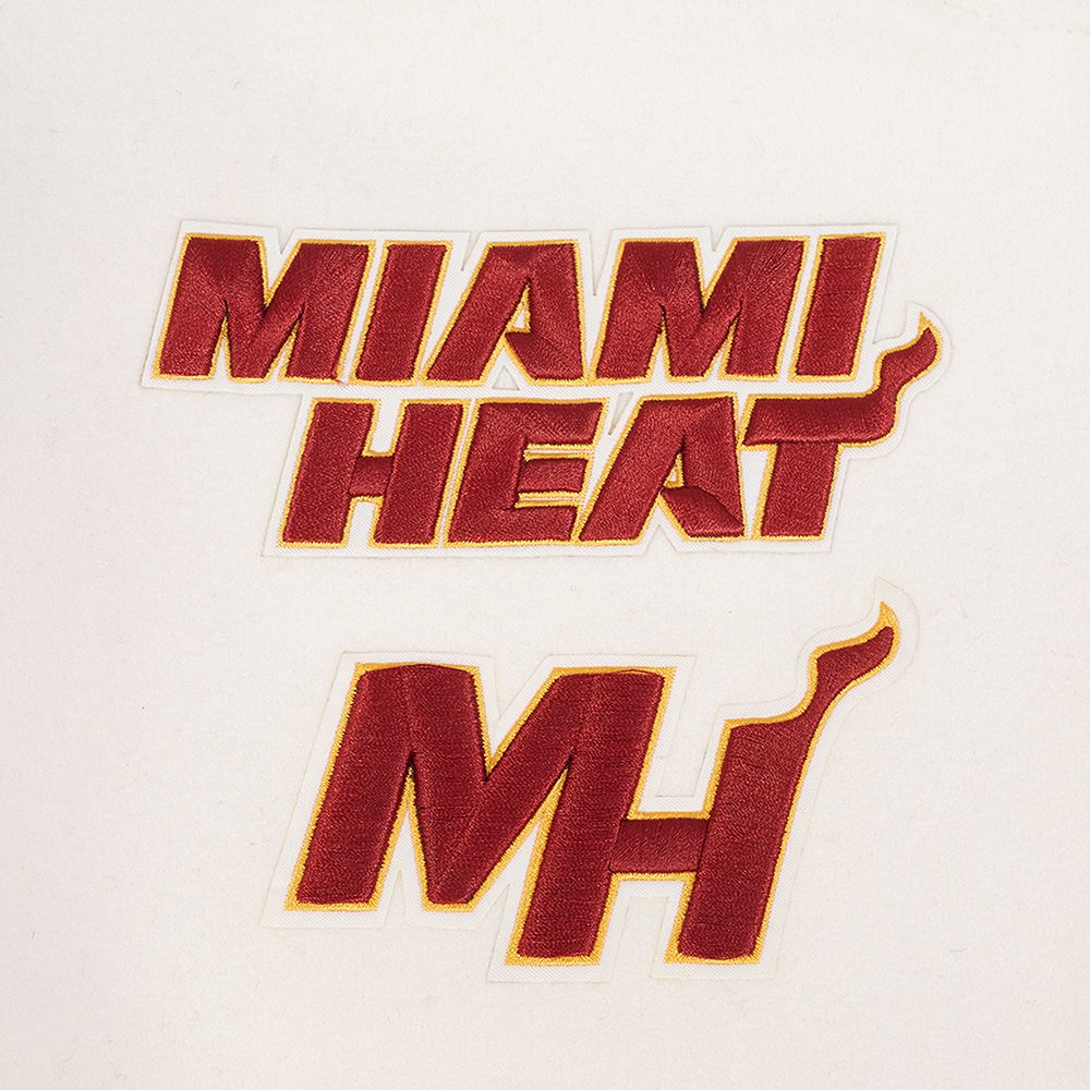 Pro Standard Men's Miami Heat Off White Retro Classic Rib Wool Varsity Jacket product image