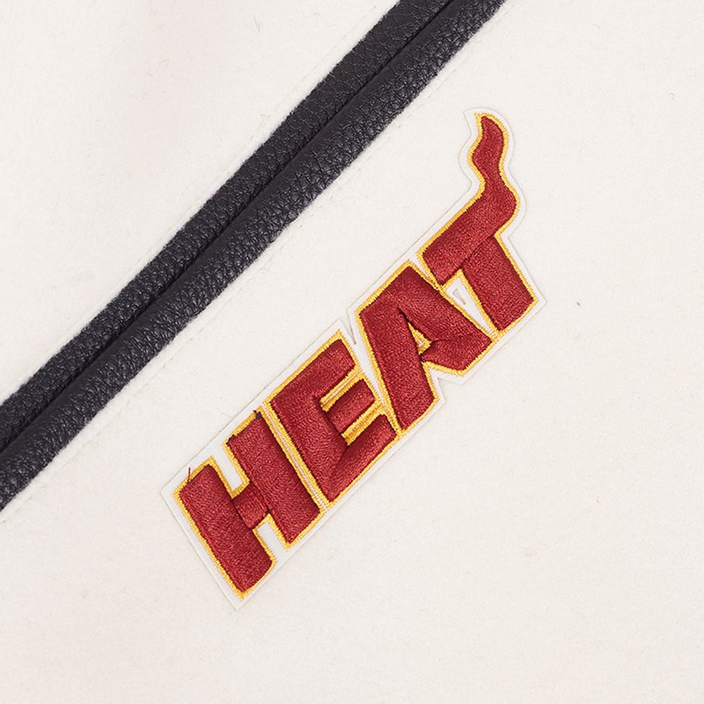 Pro Standard Men's Miami Heat Off White Retro Classic Rib Wool Varsity Jacket product image