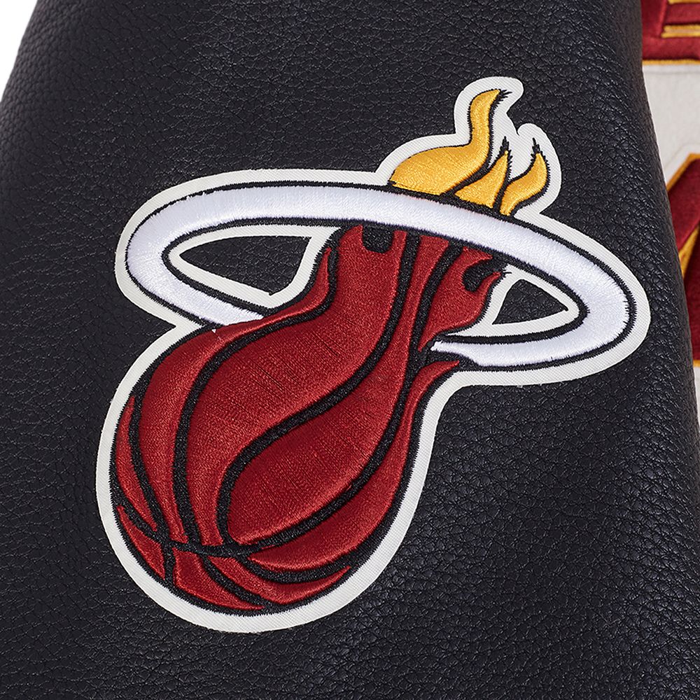 Pro Standard Men's Miami Heat Off White Retro Classic Rib Wool Varsity Jacket product image