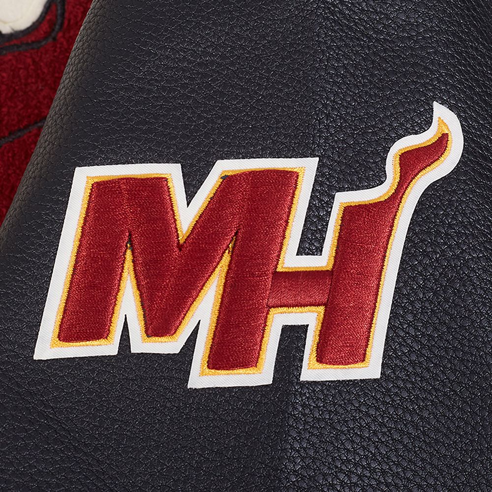 Pro Standard Men's Miami Heat Off White Retro Classic Rib Wool Varsity Jacket product image