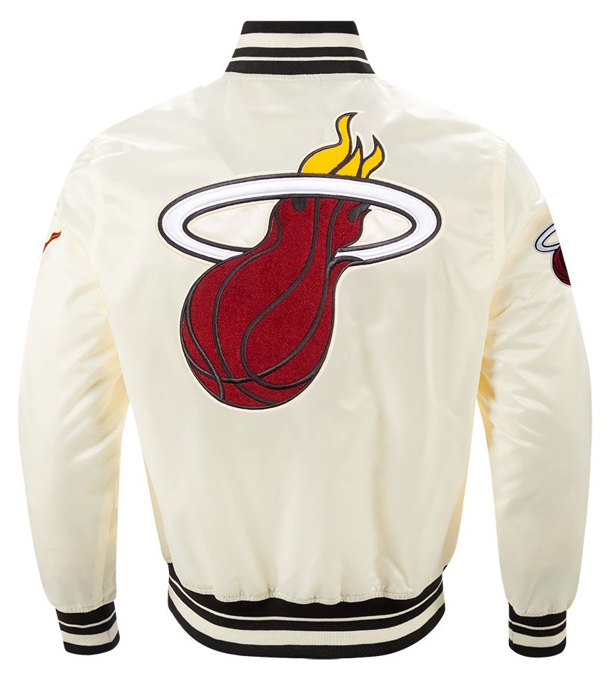 Pro Standard Men's Miami Heat Off White  Retro Classic Rib Satin Jacket product image