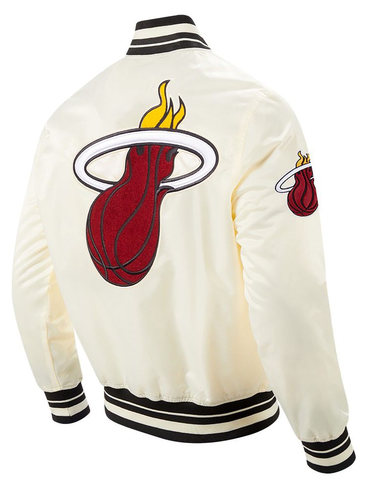 Pro Standard Men's Miami Heat Off White  Retro Classic Rib Satin Jacket product image