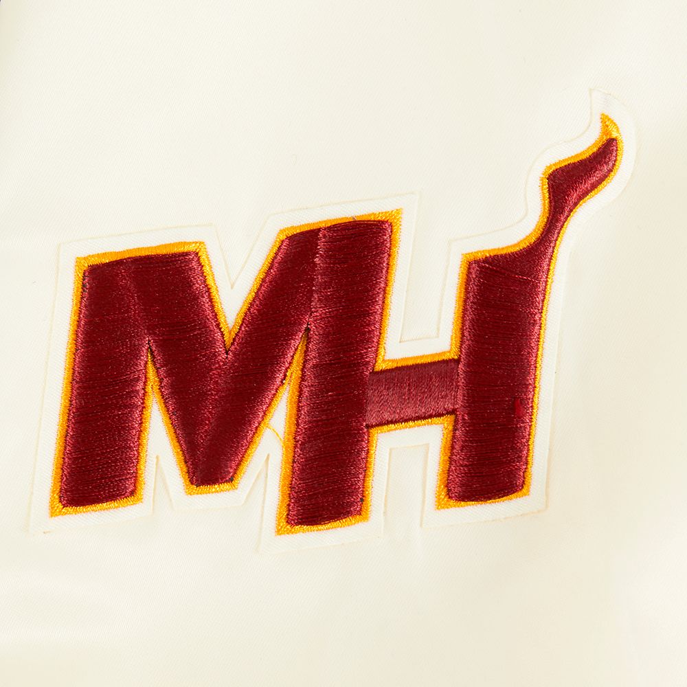 Pro Standard Men's Miami Heat Off White  Retro Classic Rib Satin Jacket product image