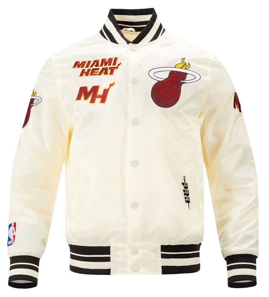 Pro Standard Men's Miami Heat Off White  Retro Classic Rib Satin Jacket product image