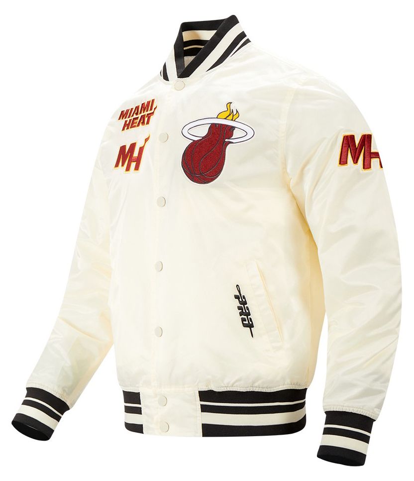 Pro Standard Men's Miami Heat Off White  Retro Classic Rib Satin Jacket product image