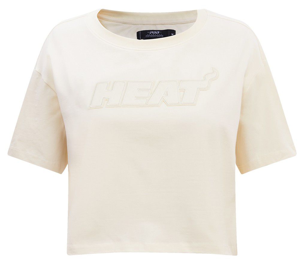 Pro Standard Women's Miami Heat Off White Neutral Boxy T-Shirt product image