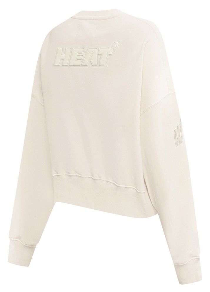 Pro Standard Women's Miami Heat Off White Neutral Fleece Crewneck Sweatshirt product image