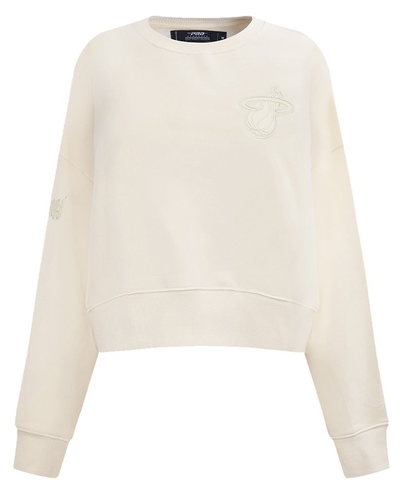 Pro Standard Women's Miami Heat Off White Neutral Fleece Crewneck Sweatshirt product image