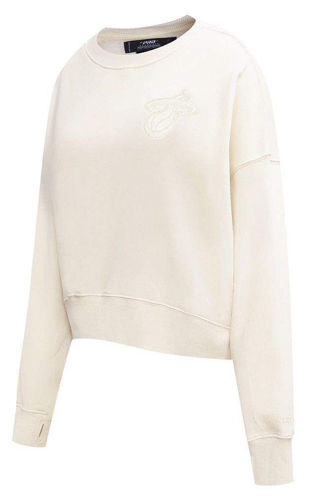 Pro Standard Women's Miami Heat Off White Neutral Fleece Crewneck Sweatshirt product image