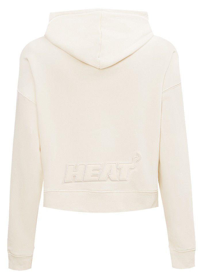 Pro Standard Women's Miami Heat Off White Neutral Cropped Fleece Pullover Hoodie product image
