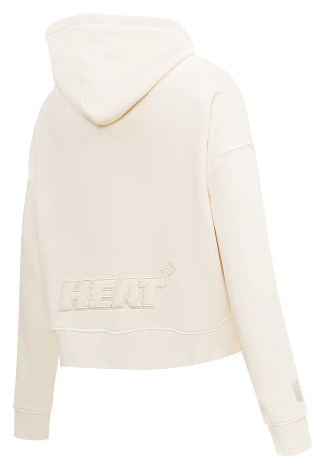 Pro Standard Women's Miami Heat Off White Neutral Cropped Fleece Pullover Hoodie product image