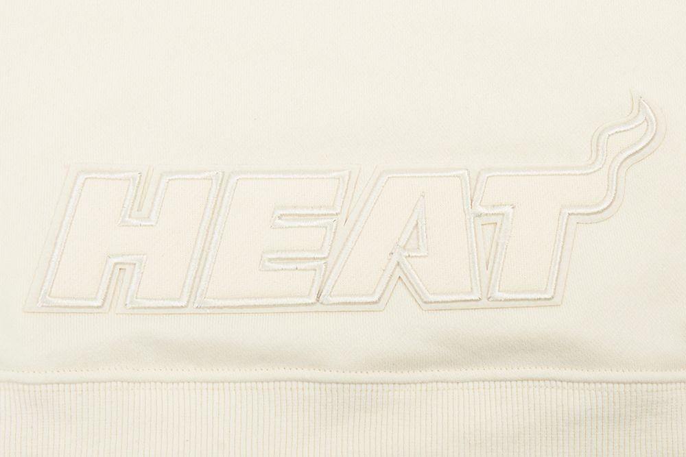 Pro Standard Women's Miami Heat Off White Neutral Cropped Fleece Pullover Hoodie product image
