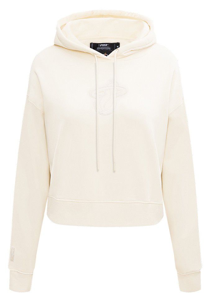 Pro Standard Women's Miami Heat Off White Neutral Cropped Fleece Pullover Hoodie product image