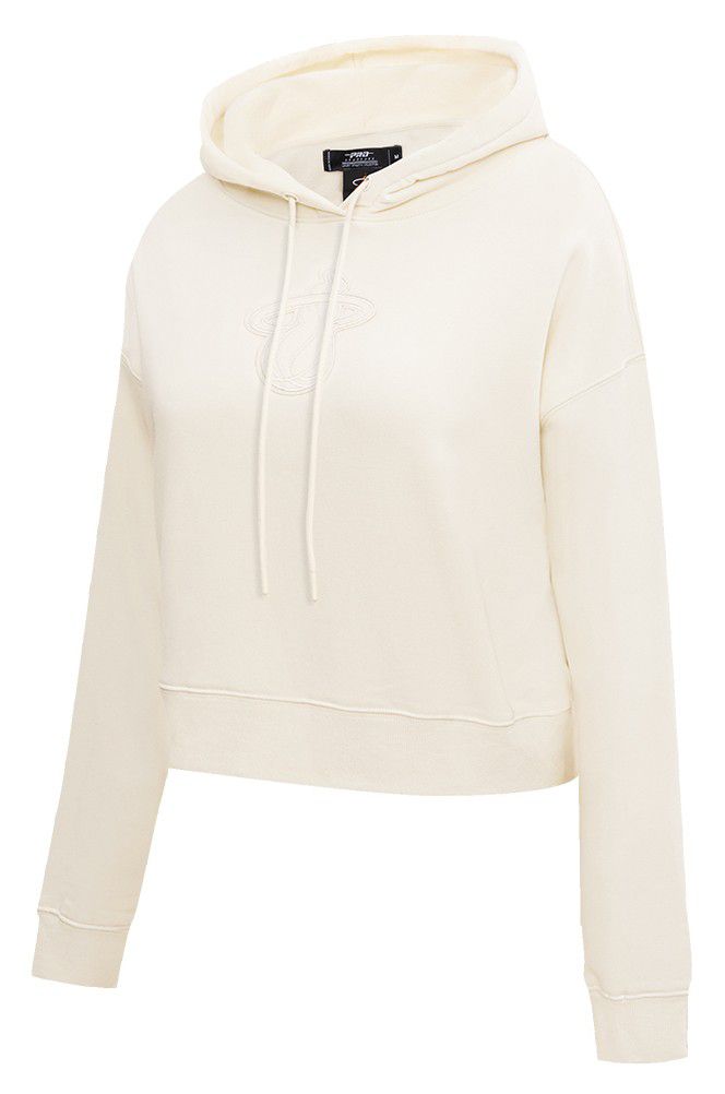 Pro Standard Women's Miami Heat Off White Neutral Cropped Fleece Pullover Hoodie product image