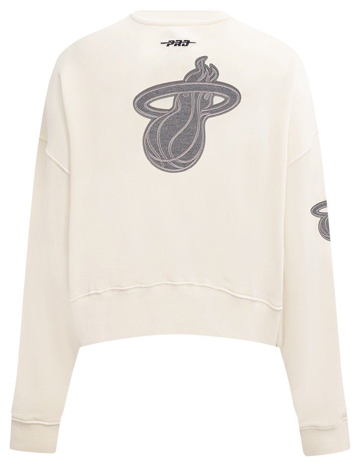 Pro Standard Women's Miami Heat Off White Reverse French Terry Crewneck Sweatshirt product image