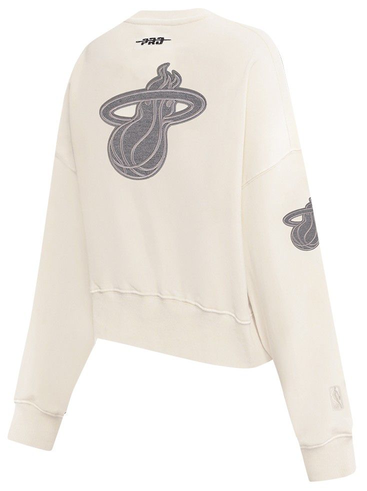Pro Standard Women's Miami Heat Off White Reverse French Terry Crewneck Sweatshirt product image